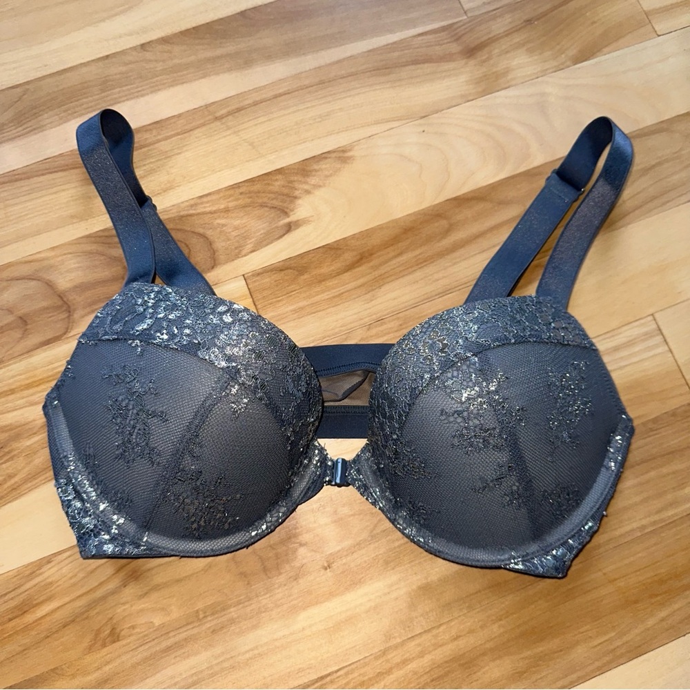 Victoria's Secret Gray Bra with Silver Accents